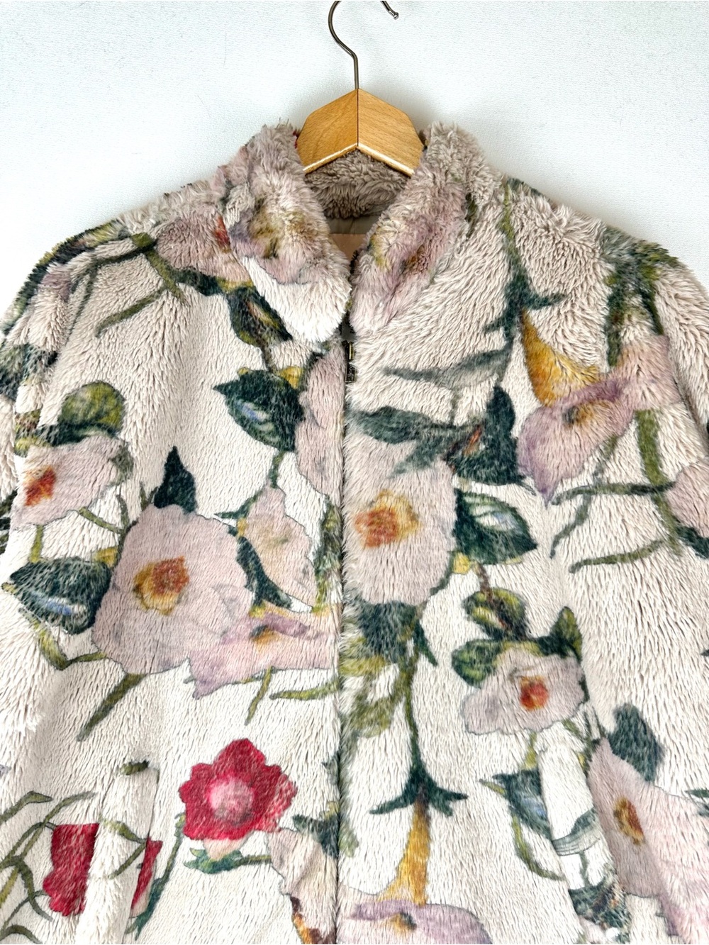 Hutch Anthropologie Florita Faux Fur Floral Zip Up Coat - Picture 3 of 12
